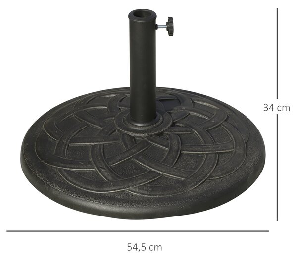 Základna pro slunečník Outsunny, hmotnost 19 kg, stojan pro slunečník vhodný pro stonky 38 mm/48 mm, pryskyřice, pro terasu nebo patio Ø54,5x34 cm, br
