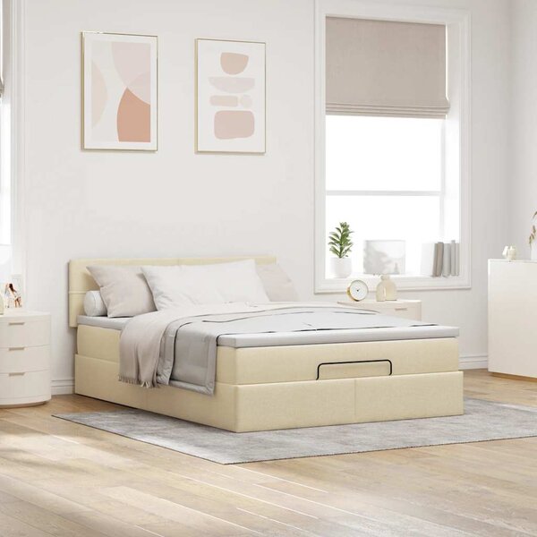 Osmanský postel s matrací krémová 140x190 cm textil 3311461