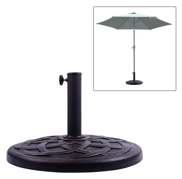 Základna pro slunečník Outsunny, hmotnost 19 kg, stojan pro slunečník vhodný pro stonky 38 mm/48 mm, pryskyřice, pro terasu nebo patio Ø54,5x34 cm, br