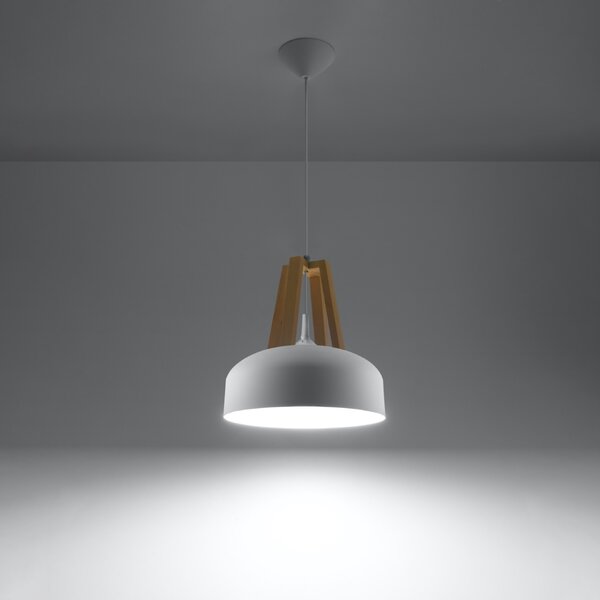 Sollux Lighting Závěsné svítidlo CASCO bílá/přírodní dřevo