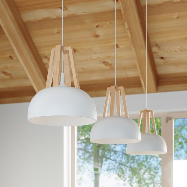Sollux Lighting Závěsné svítidlo CASCO bílá/přírodní dřevo