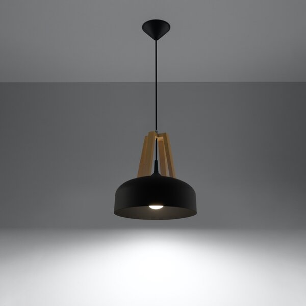 Sollux Lighting Závěsné svítidlo CASCO černá/přírodní dřevo