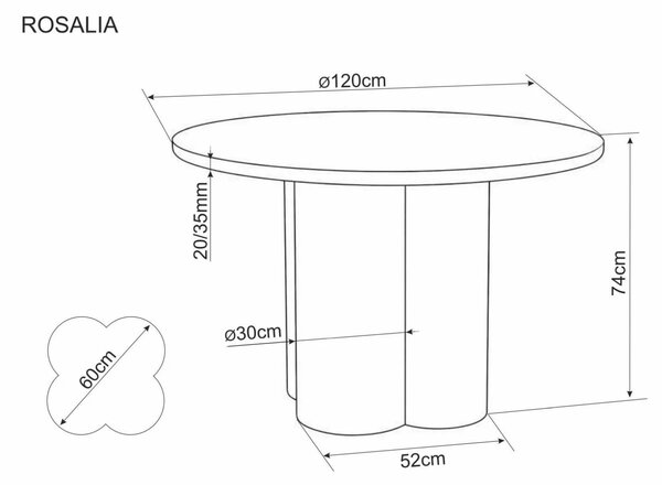 Signal Jídelní stůl Rosalia 120 cm dub přírodní