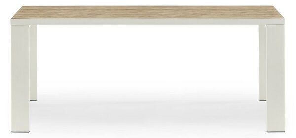 Ethimo Jídelní stůl Esedra, Ethimo, obdélníkový 200x99x75 cm, rám lakovaný hliník barva Warmwhite, deska keramika dekor Slate Grey