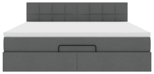 Osmanský rám postele s matrací tmavě šedá 180x200cm textil 3311478