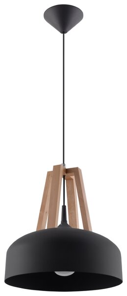 Sollux Lighting Závěsné svítidlo CASCO černá/přírodní dřevo