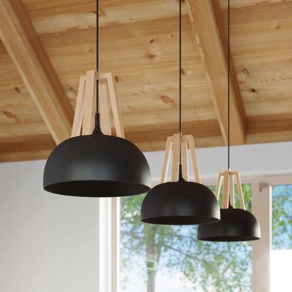 Sollux Lighting Závěsné svítidlo CASCO černá/přírodní dřevo
