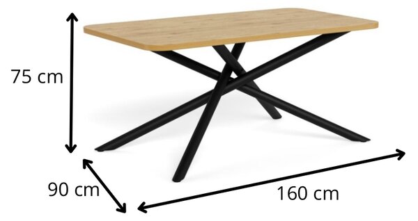 Actona Jídelní stůl Levanto 160 cm dub divoký/černý
