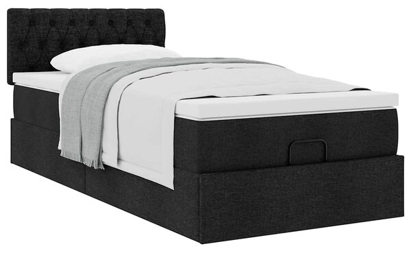 Osmanský rám postele s matrací černá 90x190cm textil 3311506