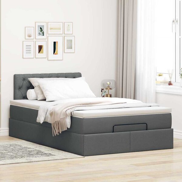 Osmanský postel s matrací tmavě šedá 120x190 cm textil 3311526