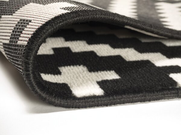 Alfa Carpets, Kusový koberec Gloria new black/cream, 190x280, černobílá, chodba / předsíň
