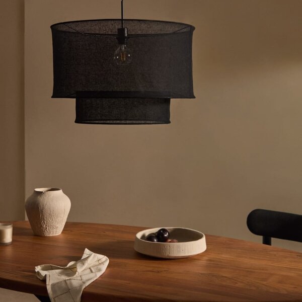 Černé lněné stínidlo Kave Home Mariela 60 cm