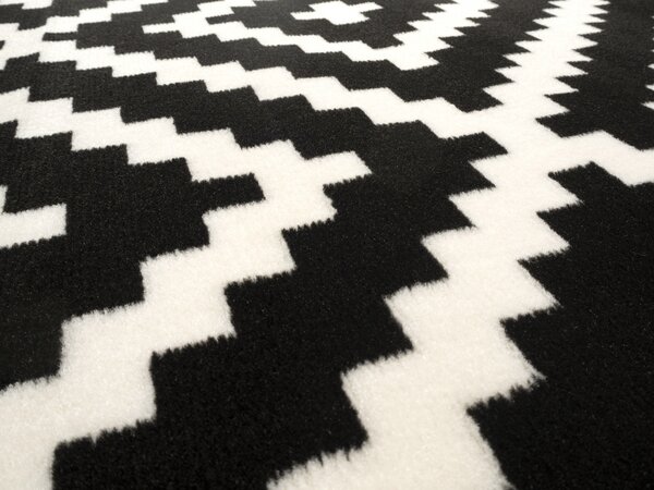 Alfa Carpets, Kusový koberec Gloria new black/cream, 190x280, černobílá, chodba / předsíň