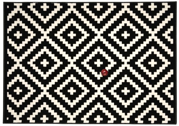 Alfa Carpets, Kusový koberec Gloria new black/cream, 190x280, černobílá, chodba / předsíň