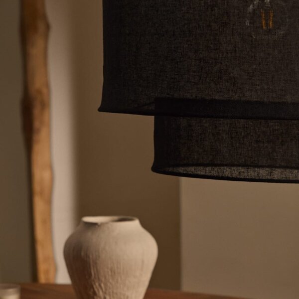 Černé lněné stínidlo Kave Home Mariela 60 cm