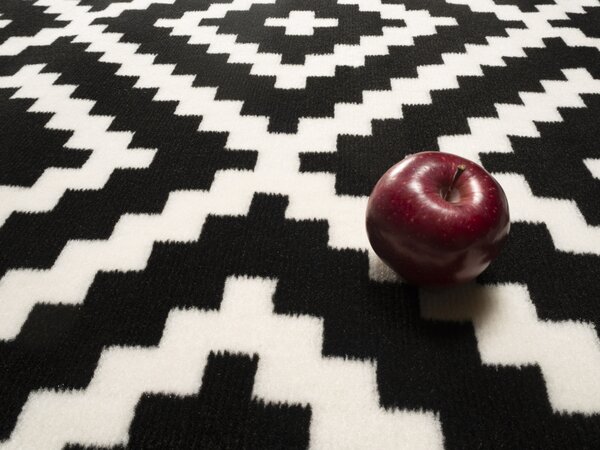 Alfa Carpets, Kusový koberec Gloria new black/cream, 190x280, černobílá, chodba / předsíň