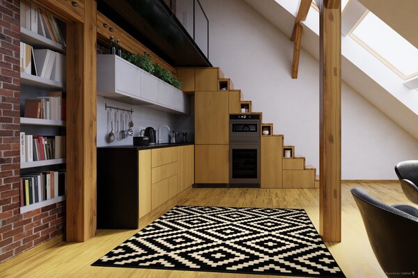 Alfa Carpets, Kusový koberec Gloria new black/cream, 190x280, černobílá, chodba / předsíň