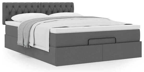 Osmanský postel s matrací tmavě šedá 140x190 cm textil 3311540