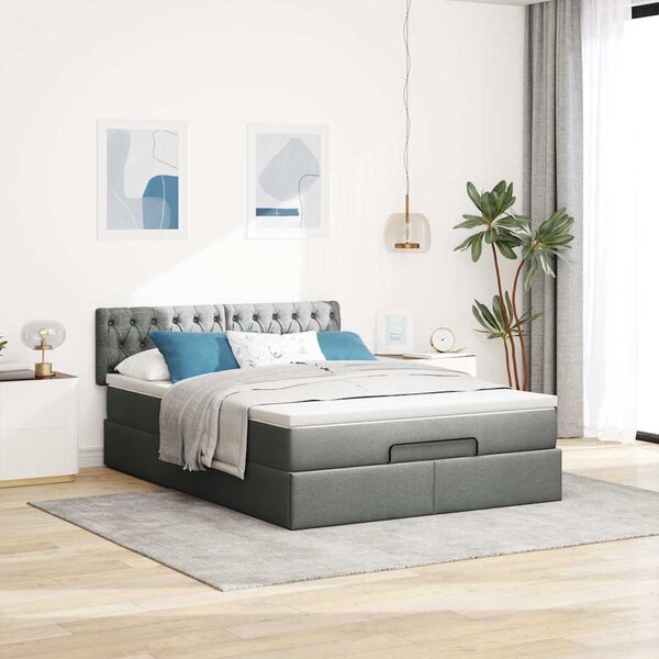 Osmanský postel s matrací tmavě šedá 140x190 cm textil 3311540