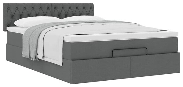 Osmanský postel s matrací tmavě šedá 140x190 cm textil 3311540