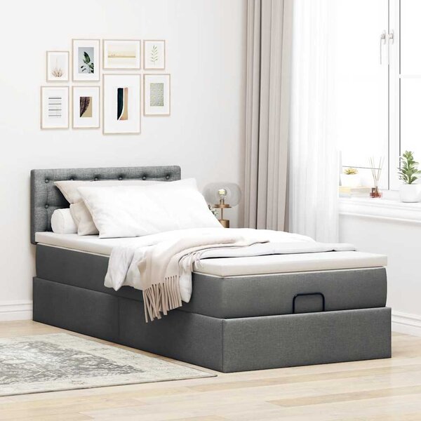 Osmanský rám postele s matrací tmavě šedá 80x200cm textil 3311581