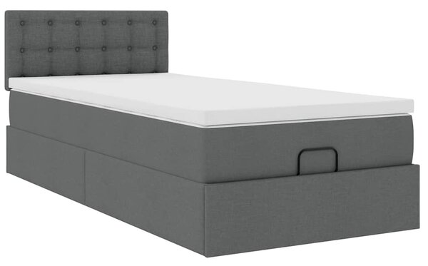 Osmanský rám postele s matrací tmavě šedá 80x200cm textil 3311581