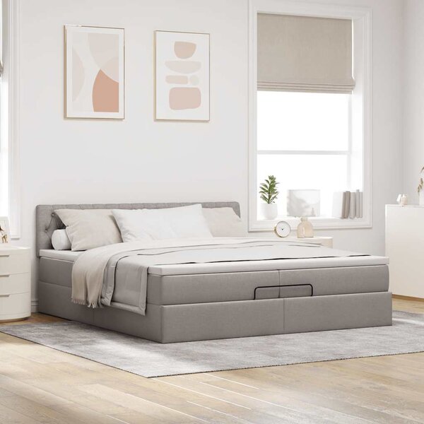Osmanský rám postele s matrací taupe 200x200 cm textil 3311571