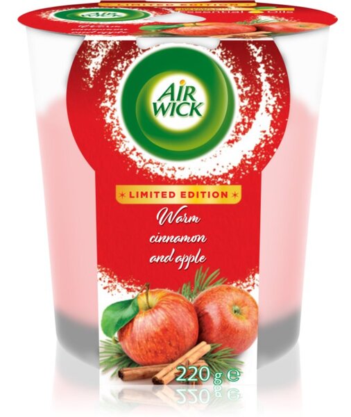 Air Wick Essential Oils Warm Cinnamon and Apple XXL vonná svíčka 220 g