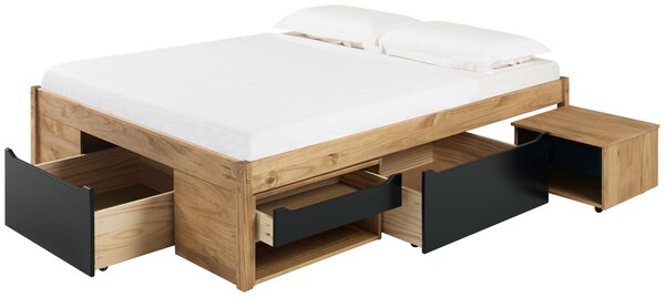POSTEL S ÚLOŽNÝM PROSTOREM, 140/200 cm, přírodní barvy, černá MID.YOU, Online Only