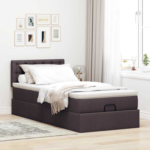 Osmanský postel s matrací tmavě šedá 90x200 cm textil 3311597
