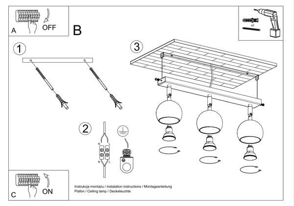 Sollux Lighting Stropní svítidlo OCULARE 3 bílé
