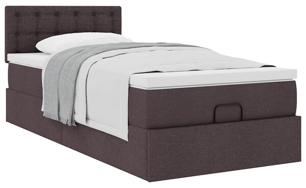 Osmanský postel s matrací tmavě šedá 90x200 cm textil 3311597