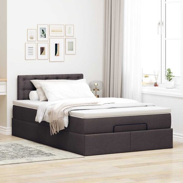 Osmanský rám postele s matrací tmavě hnědá 120x190cm textil 3311611
