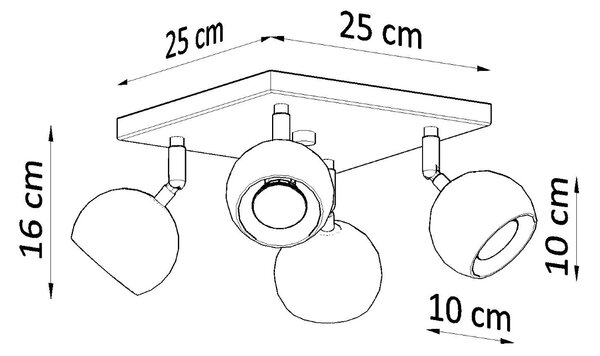 Sollux Lighting Stropní svítidlo OCULARE 4 černé