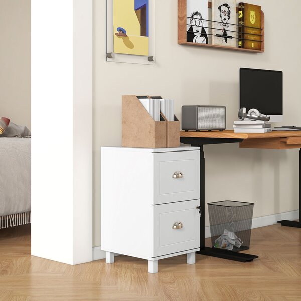 HOMCOM Kancelářská Skříňka na Stahování s 2 Zásuvkami a Zámky pro Závěsné Dokumenty A4 a Letter 40x41,5x67,5 cm Bílá | Aosom