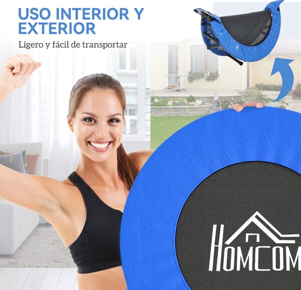 HOMCOM Fitness Trampolína Ø81 cm, Ocelová Trampolína se Zabezpečovací Podložkou a 28 Jary pro Vnitřní a Vnější Cvičení, Nosnost 100 kg, 81x81x22,5 cm