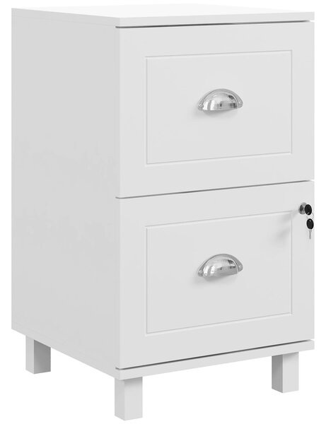 HOMCOM Kancelářská Skříňka na Stahování s 2 Zásuvkami a Zámky pro Závěsné Dokumenty A4 a Letter 40x41,5x67,5 cm Bílá | Aosom