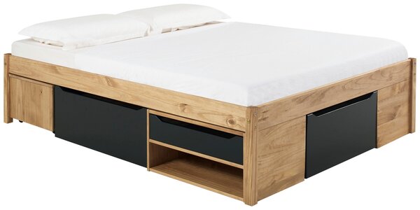 POSTEL S ÚLOŽNÝM PROSTOREM, 140/200 cm, přírodní barvy, černá MID.YOU, Online Only