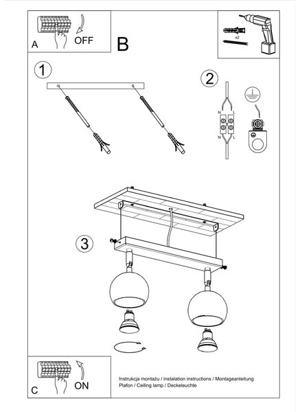 Sollux Lighting Stropní svítidlo OCULARE 2 černé