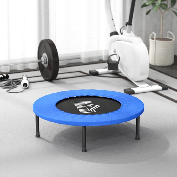 HOMCOM Fitness Trampolína Ø81 cm, Ocelová Trampolína se Zabezpečovací Podložkou a 28 Jary pro Vnitřní a Vnější Cvičení, Nosnost 100 kg, 81x81x22,5 cm