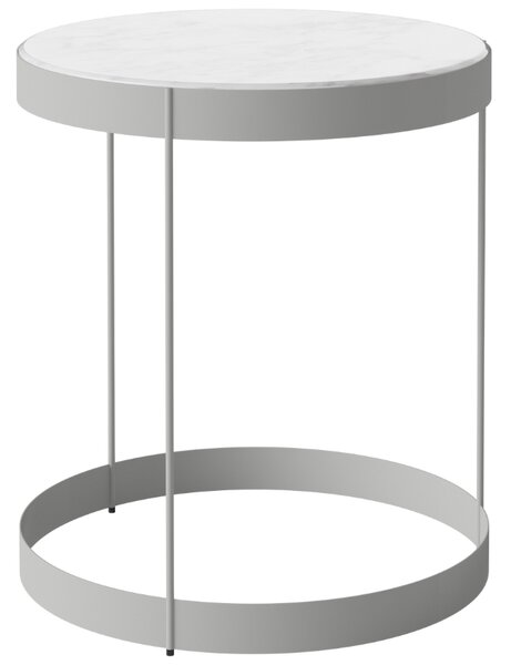 Bolia Šedobílý mramorový konferenční stolek Drum 40 cm se šedou podnoží