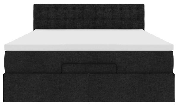Osmanský postel s matrací černá 140x190 cm textil 3311624