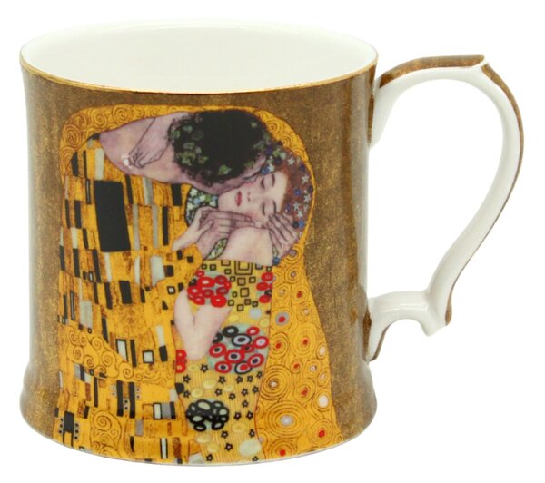 HOME ELEMENTS Porcelánový hrnek 360 ml, Klimt Polibek zlatý