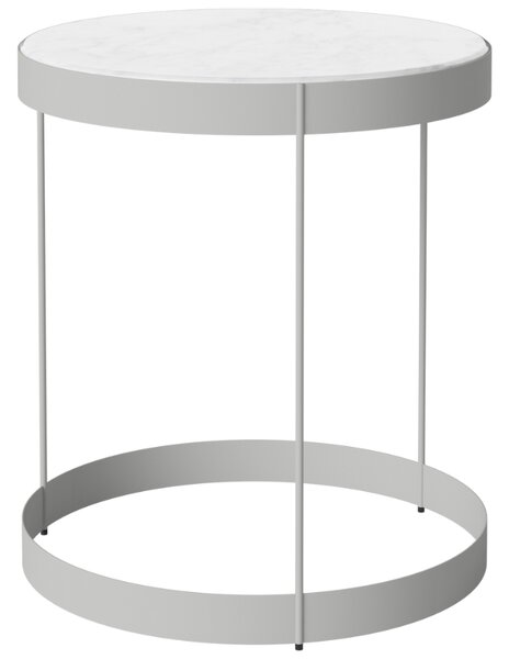 Bolia Šedobílý mramorový konferenční stolek Drum 40 cm se šedou podnoží
