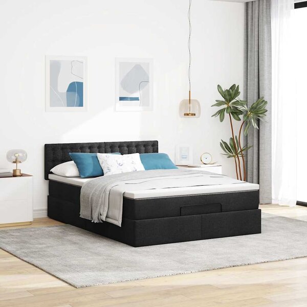 Osmanský postel s matrací černá 140x190 cm textil 3311624