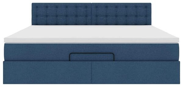 Osmanský rám postele s matrací modrá 160x200cm textil 3311642