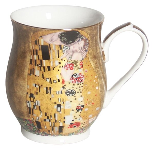HOME ELEMENTS Porcelánový hrnek 350 ml, Klimt, Polibek zlatý
