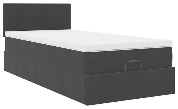 Osmanský rám postele s matrací černá 80x200cm samet 3311665