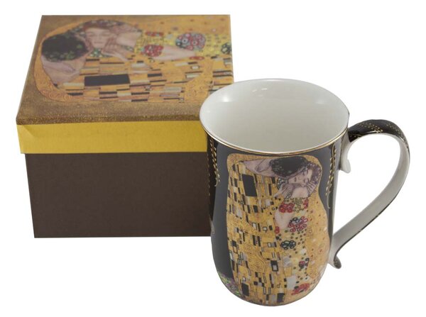 HOME ELEMENTS Porcelánový hrnek 400 ml, Klimt, Polibek tmavý