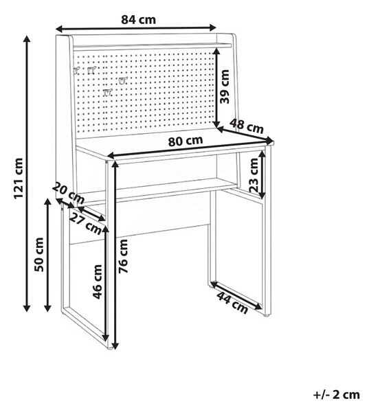 Stůl s dírkovanou nástěnkou BUXTON Bílá 84 cm 48 cm